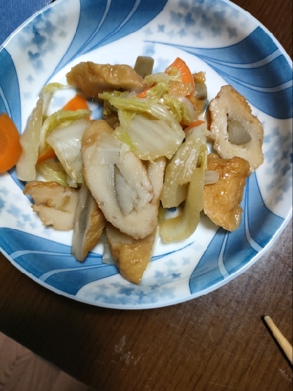 作り置きの麺つゆでꈍ◡ꈍ白菜と棒天の☆くたくた煮