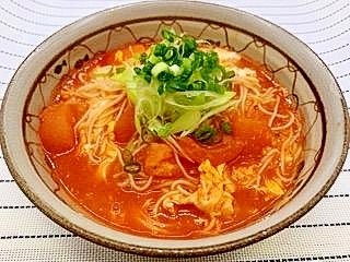 素麺レシピ　『チリトマトにゅう麺』の作り方