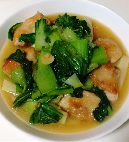 鶏肉と青梗菜のにんにく炒め