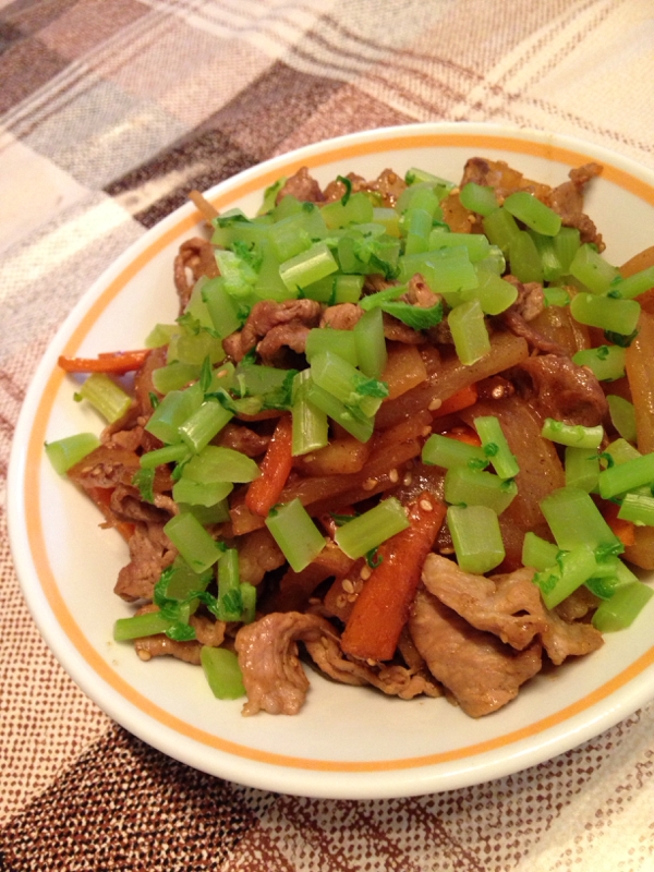 大根と豚肉のグルメのたれ炒め