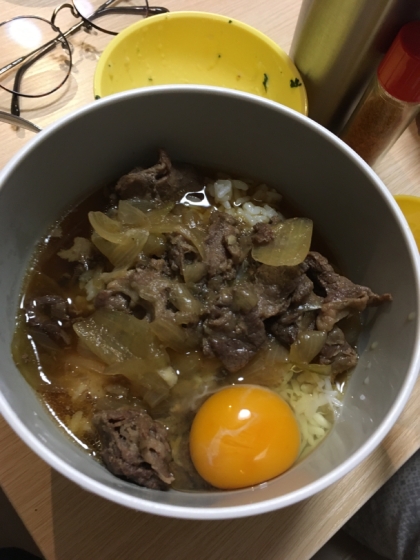 「すき家の牛丼♪」お家で作る★ねぎ玉牛丼