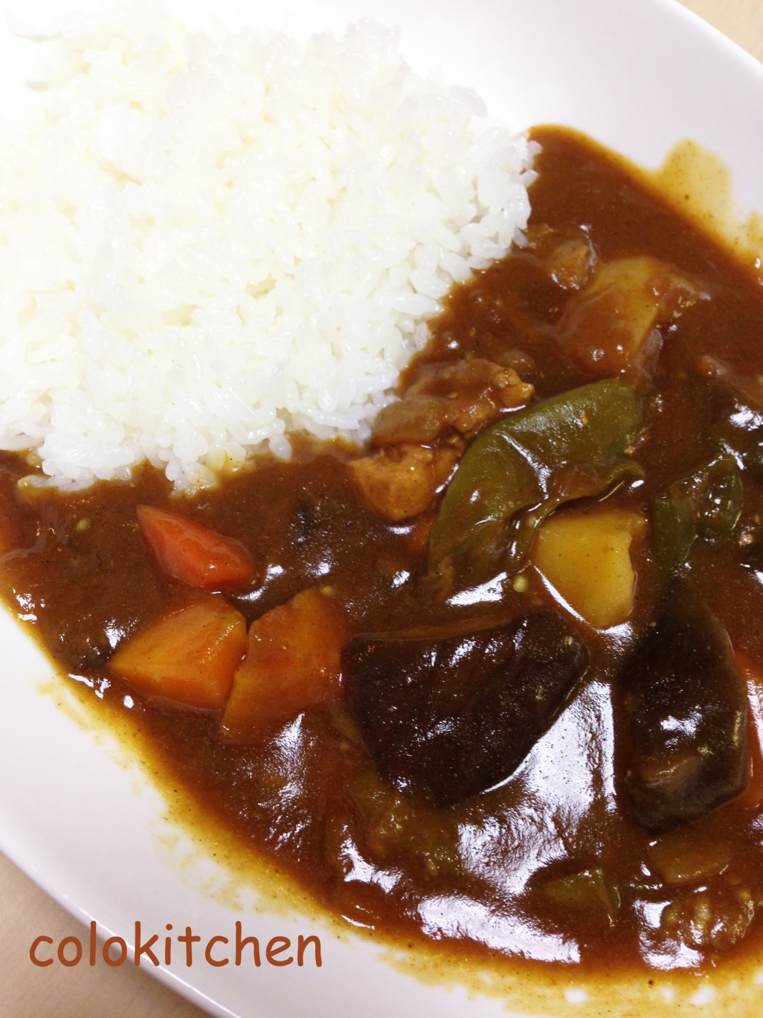 茄子と万願寺唐辛子の夏野菜カレー