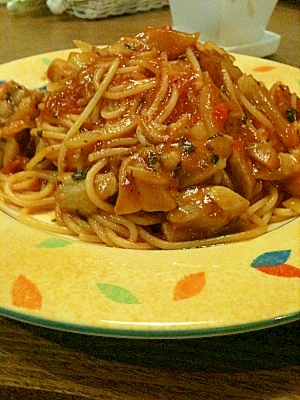 超簡単　でもプロの味　チキンのトマトソースパスタ