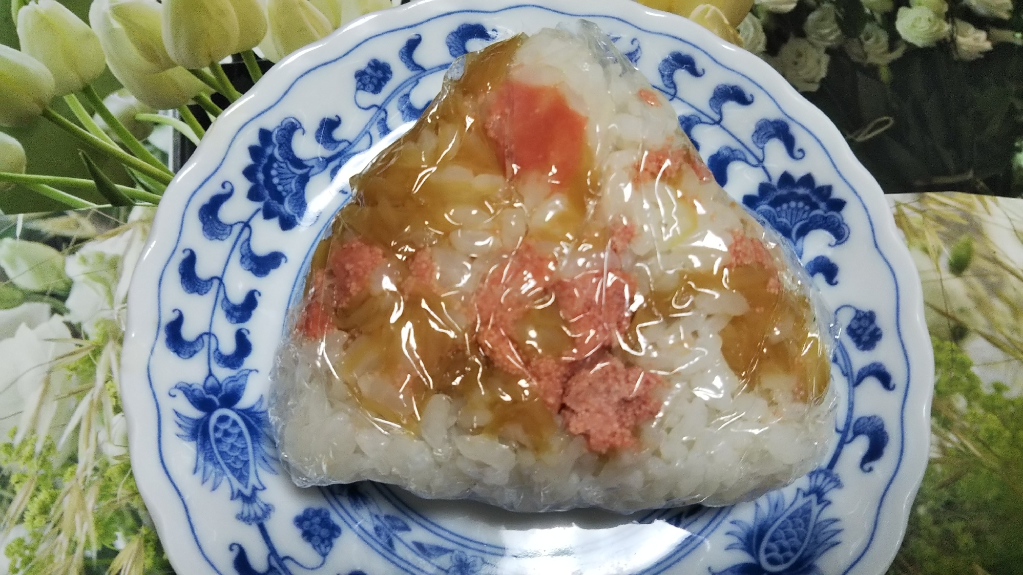 なめ茸と焼き明太子混ぜおにぎり☆