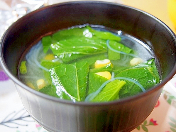 小松菜の中華春雨スープ