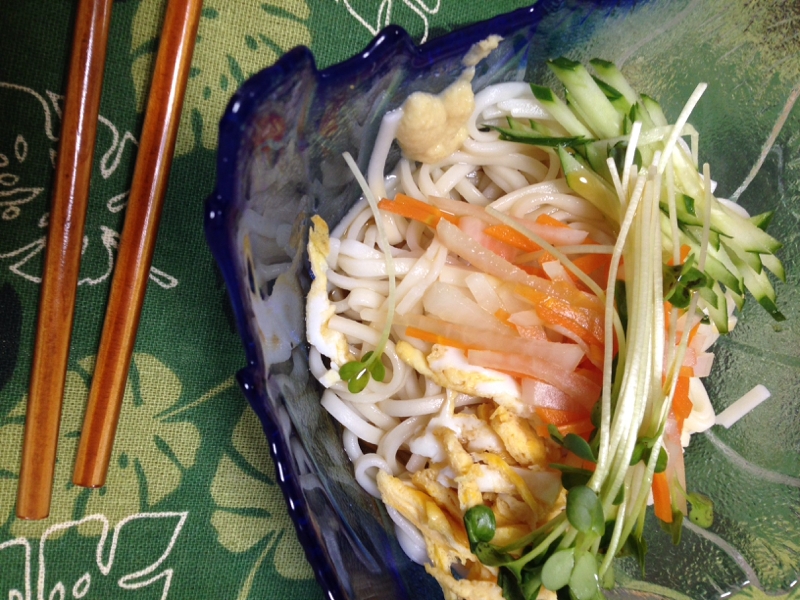 乾麺うどんで☆冷やしうどん(*^^*)☆