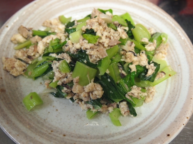 小松菜とサバの炒め物