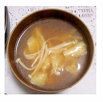 えのきと油揚げの冷やし味噌汁（昆布だし・塩麹入り）