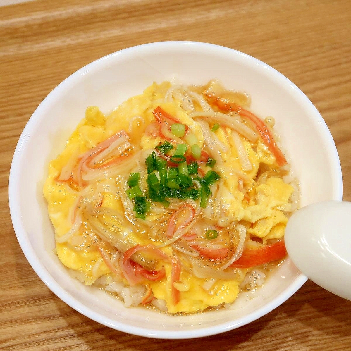 かにかま卵丼☆超簡易天津飯☆卵焼き器で作る