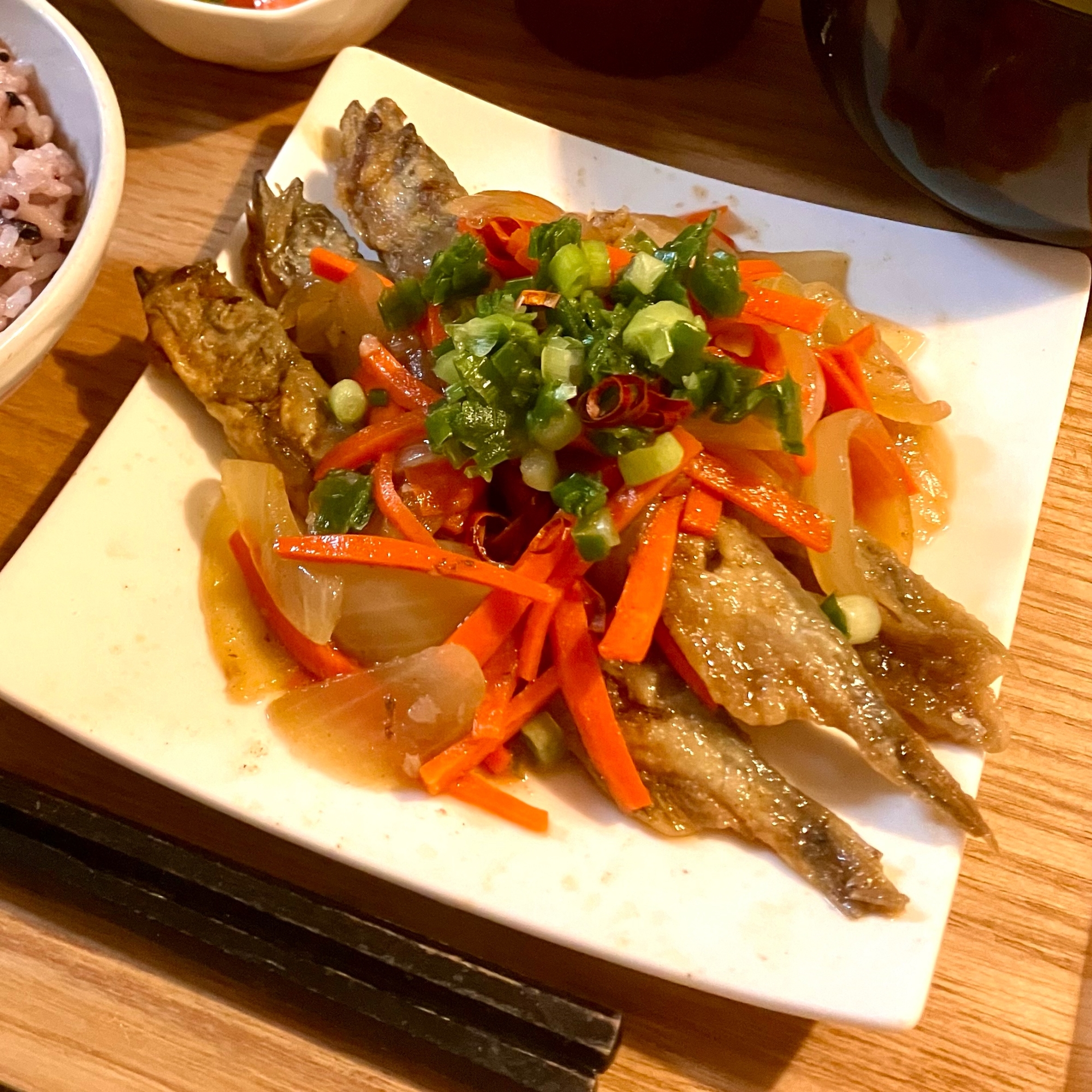 揚げ焼きで♪ししゃもの南蛮漬け