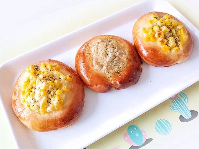 コーン＆ツナマヨパン！スタンドミキサーで楽々♪