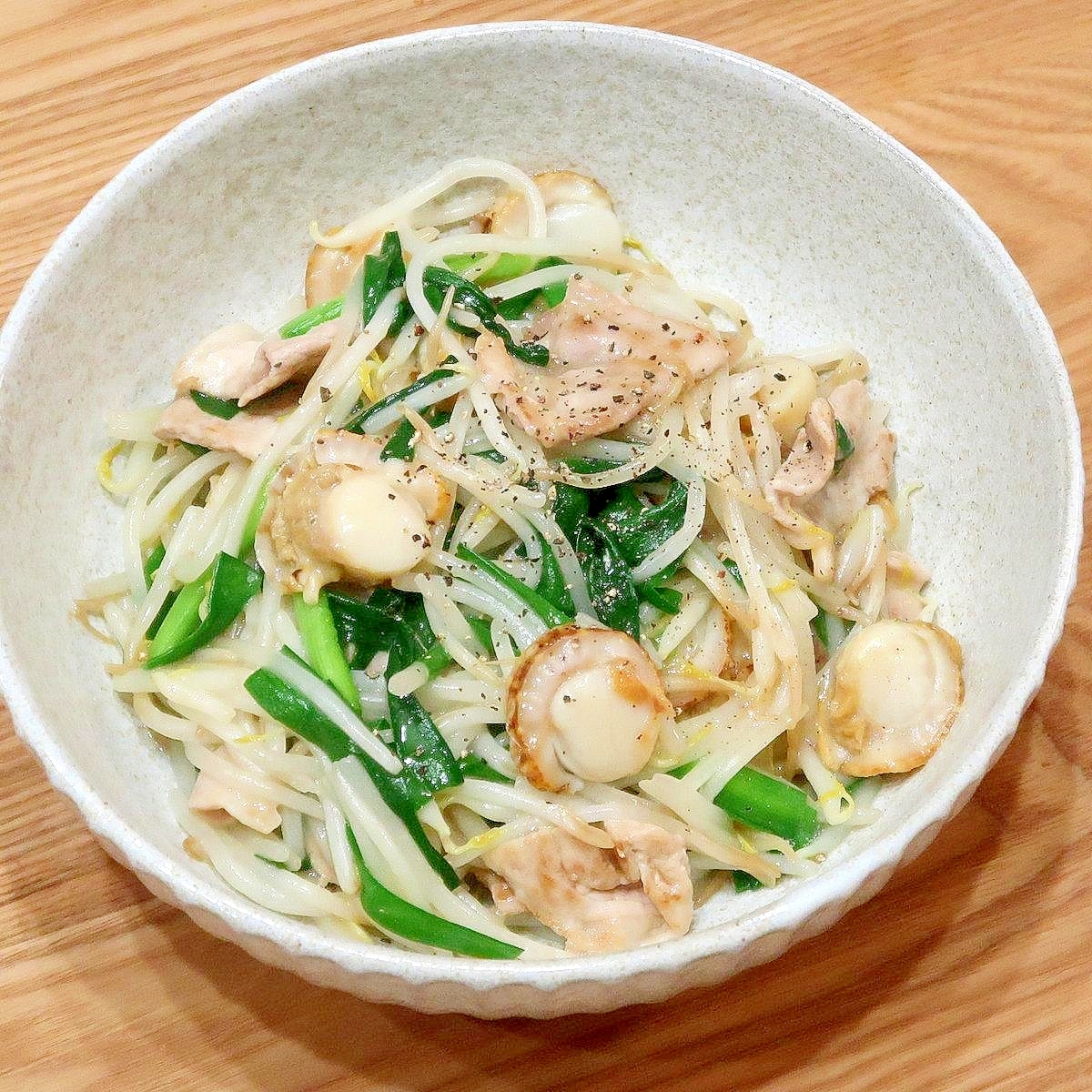 豚肉とホタテの野菜炒め☆鶏ガラ塩★減塩・低カリ志向