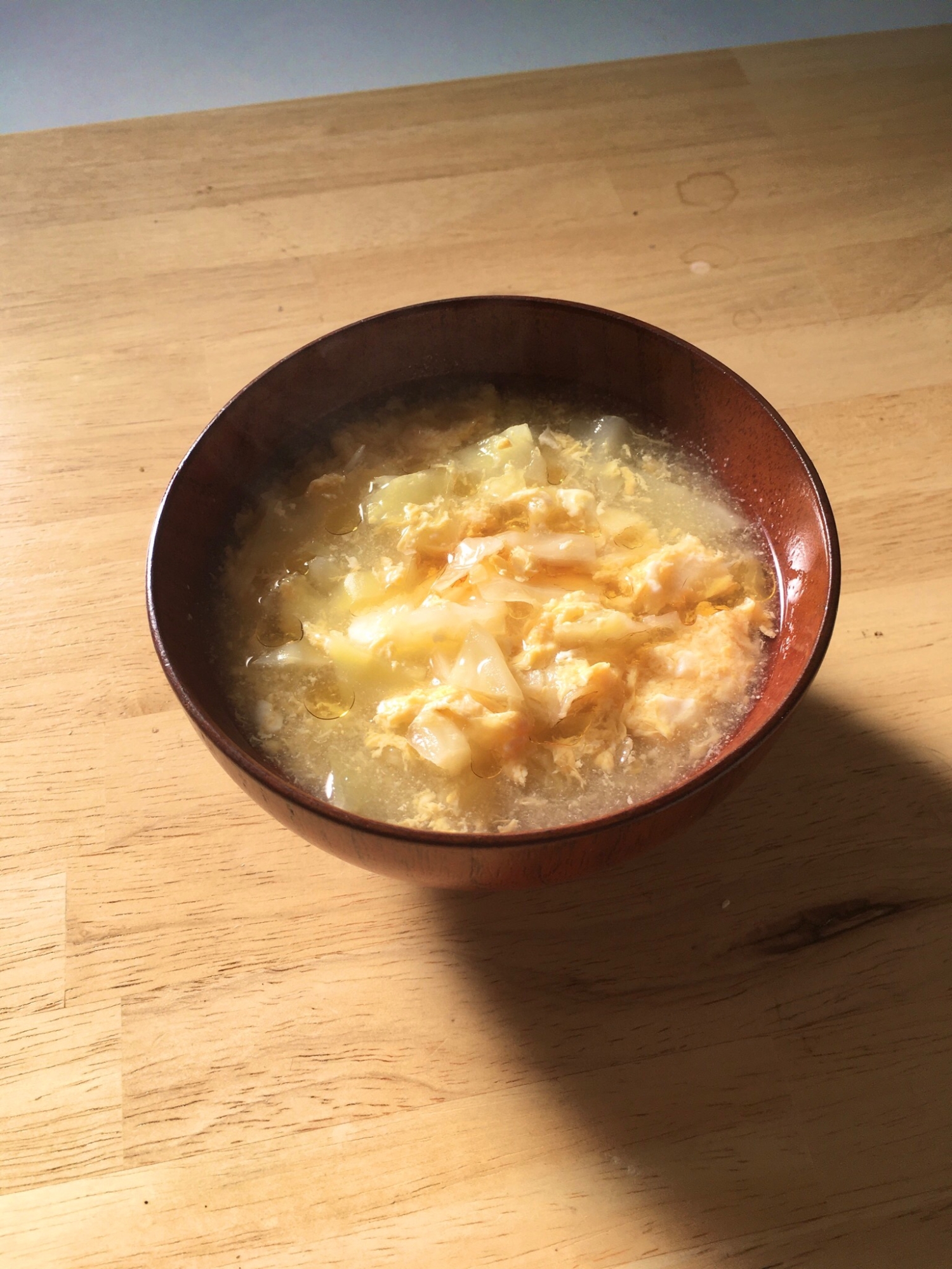 キャベツ大量消費、卵とキャベツの中華スープ