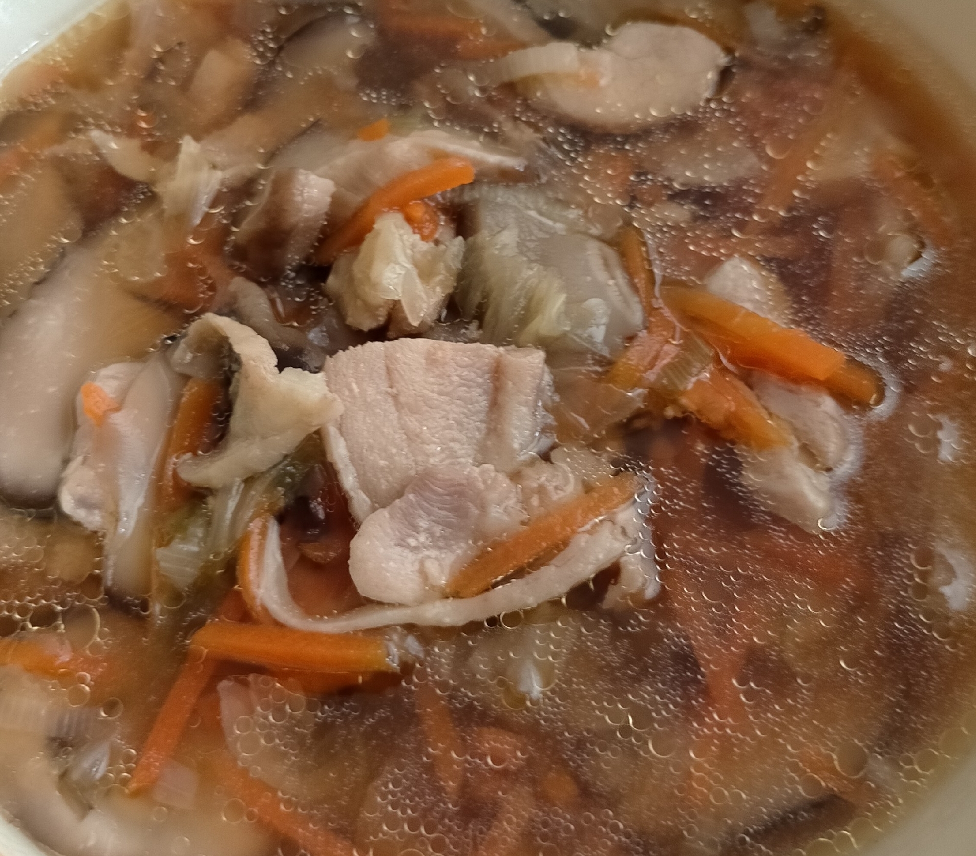 麺つゆベースのチキン和風スープ