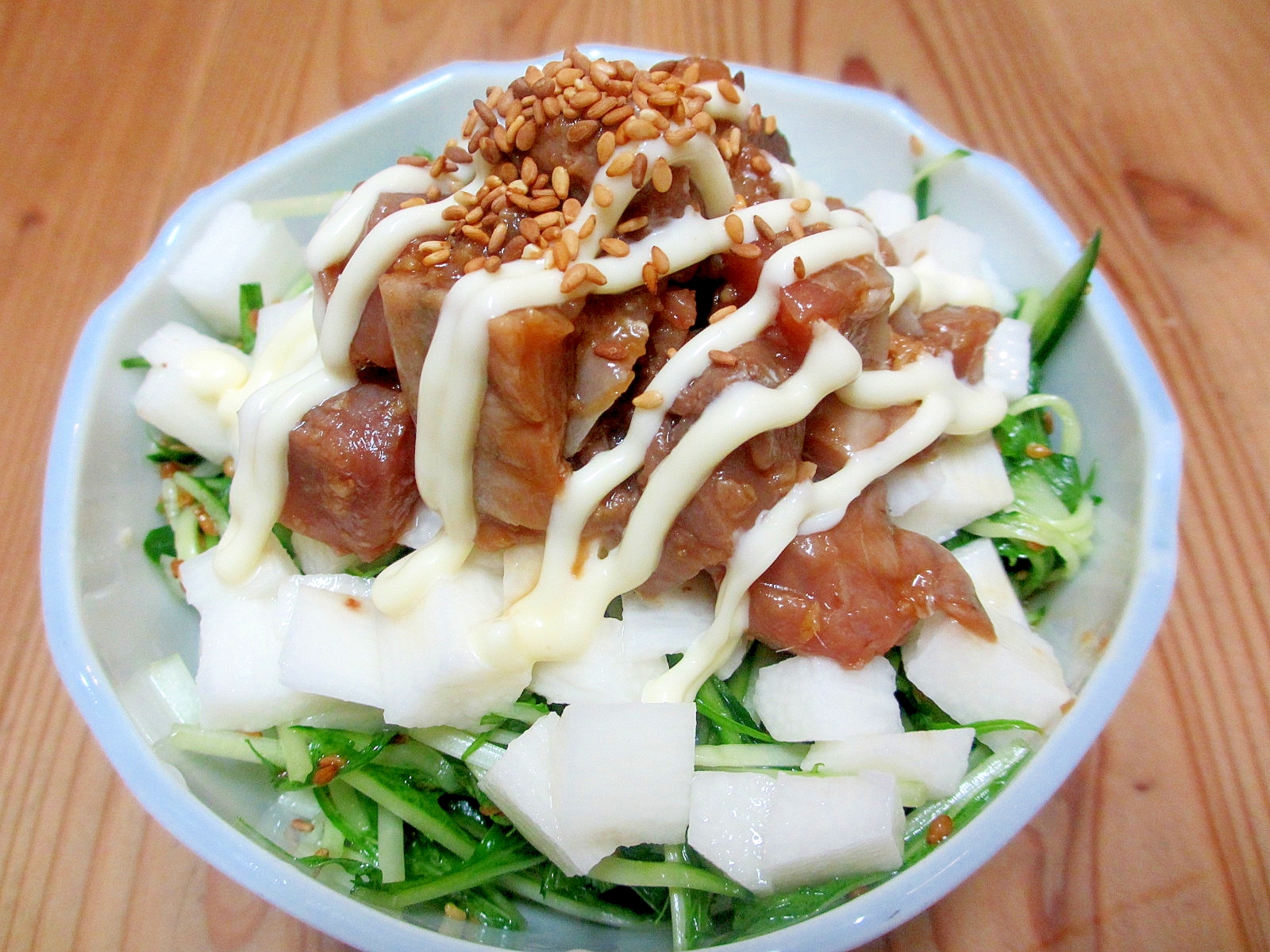 カツオの漬けと長いものマヨネーズ丼 レシピ 作り方 By Mococo05 楽天レシピ