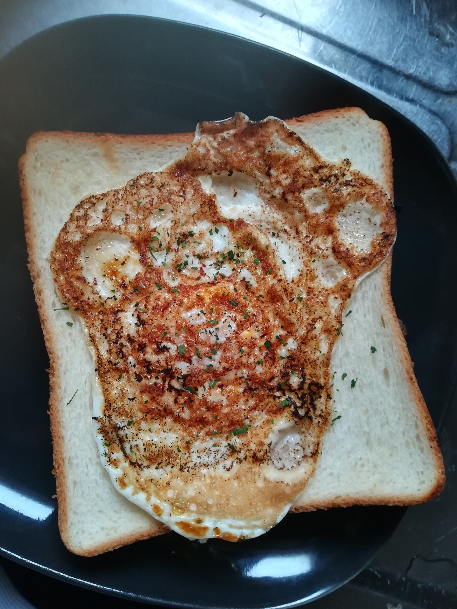 【朝食】フライパンで　卵マヨネーズトースト