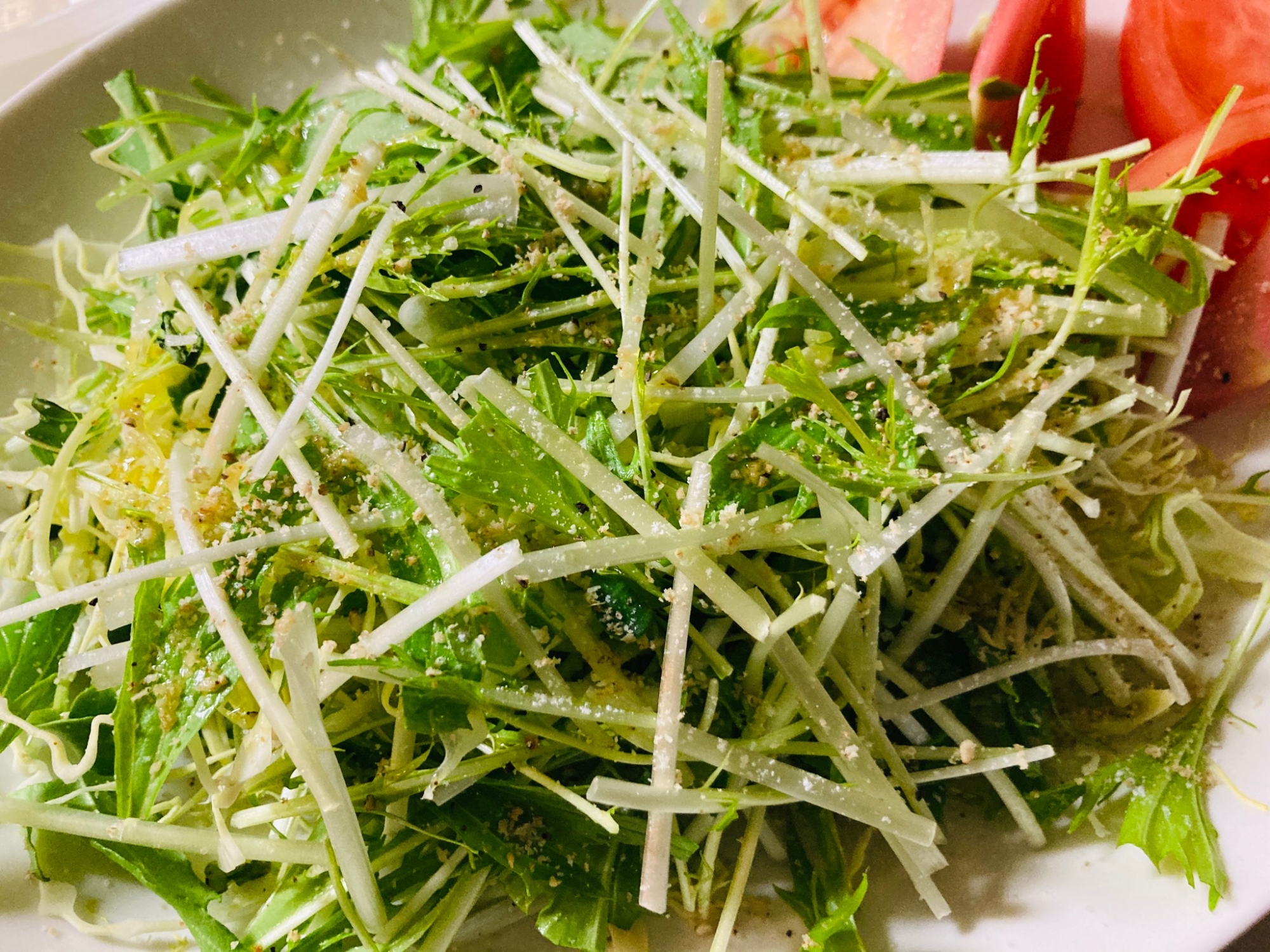 水菜とキャベツの簡単サラダ
