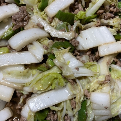 ５分！？白菜と合い挽き肉の炒め物♪（ケチャ他の味）
