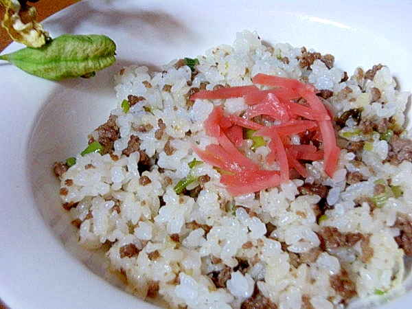 スペシャル早い！しじみ風味！？挽き肉チャーハン♪