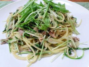 水菜が主役の和風パスタ