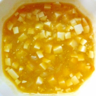離乳食後期　豆腐＆玉ねぎキャベツ入りかぼちゃスープ