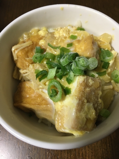 節約簡単！麺つゆで絹厚揚げの卵とじ