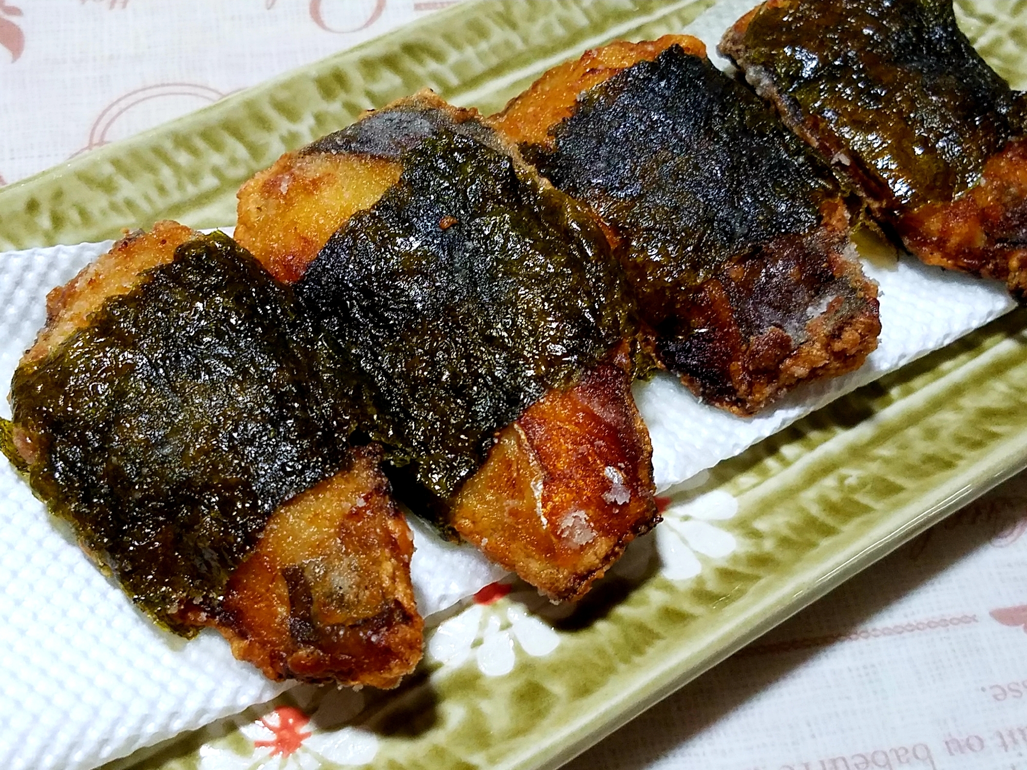 サバの海苔巻き竜田揚げ風