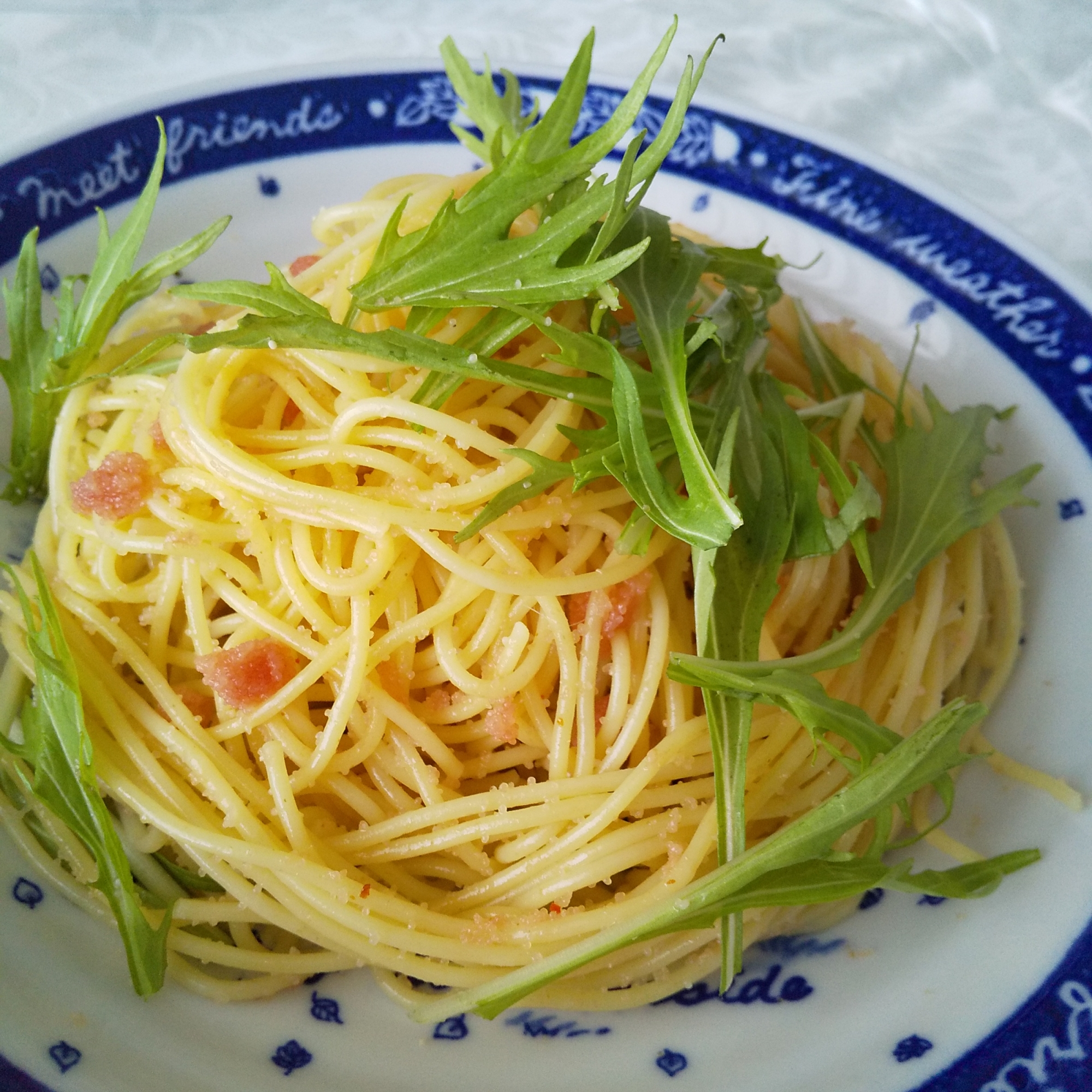 明太子パスタ♪たっぷり水菜のせ