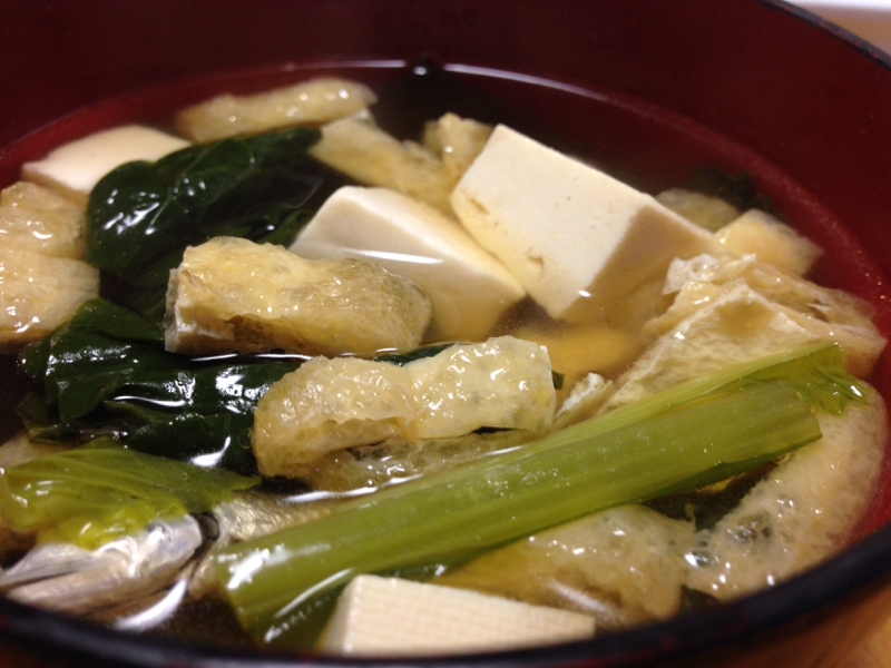 小松菜 油揚げ 豆腐の和風スープ