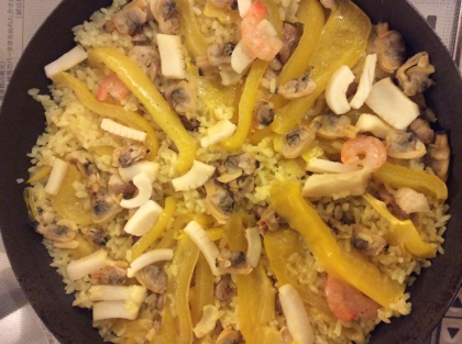 シーフードミックスを使って、簡単に作りました。主人にも美味しいと好評でした。