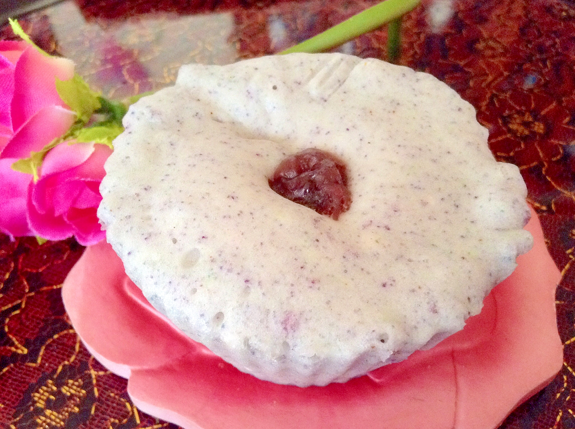 紫芋と餡子の蒸しパン♡