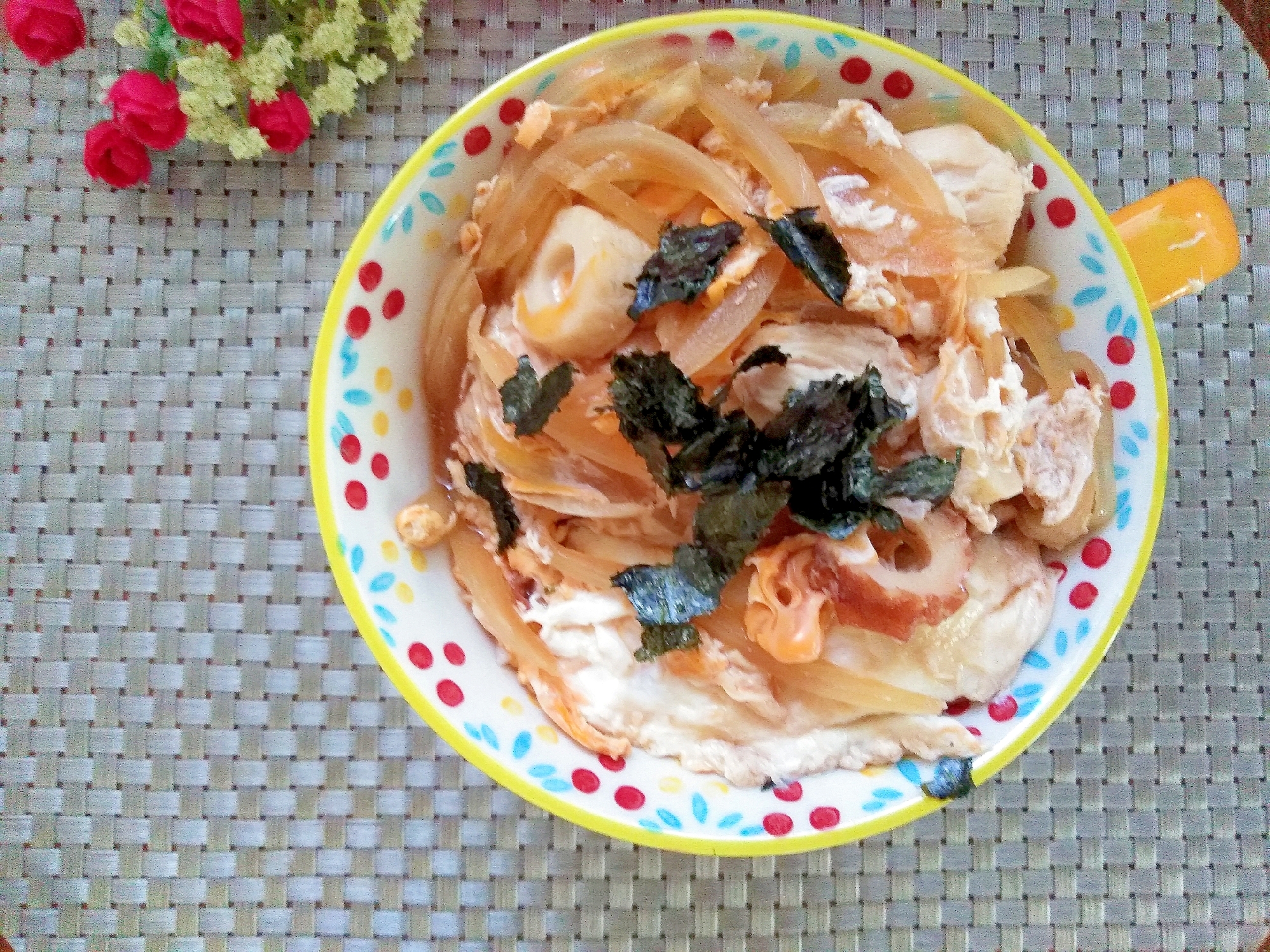 素朴！ササミと竹輪の親子丼