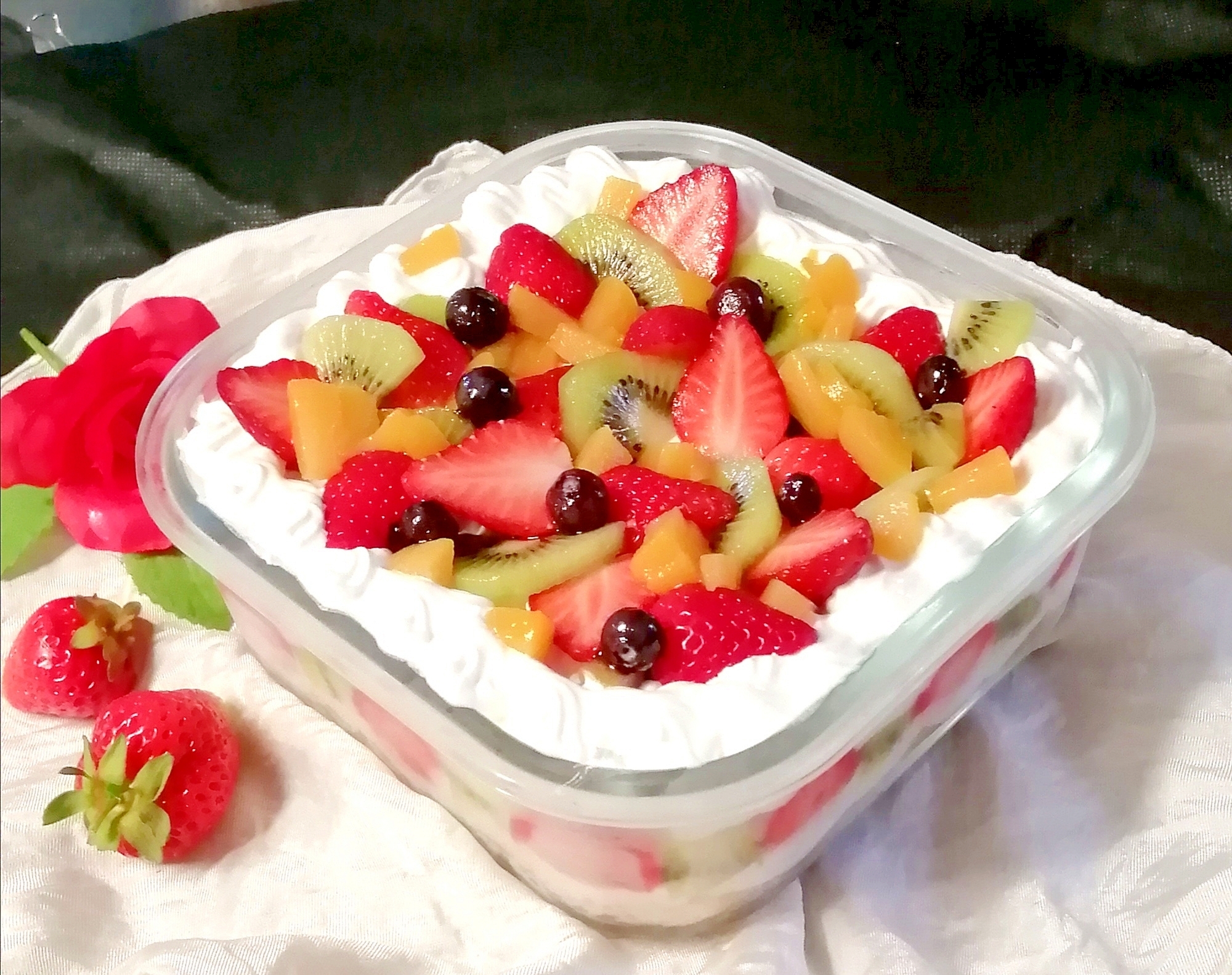 耐熱容器で作る♥フルーツ満載❤スコップケーキ❤