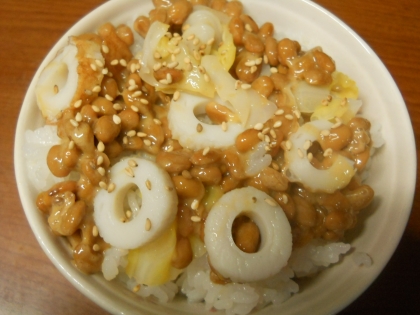 納豆の食べ方-キャベツ＆ちくわ♪
