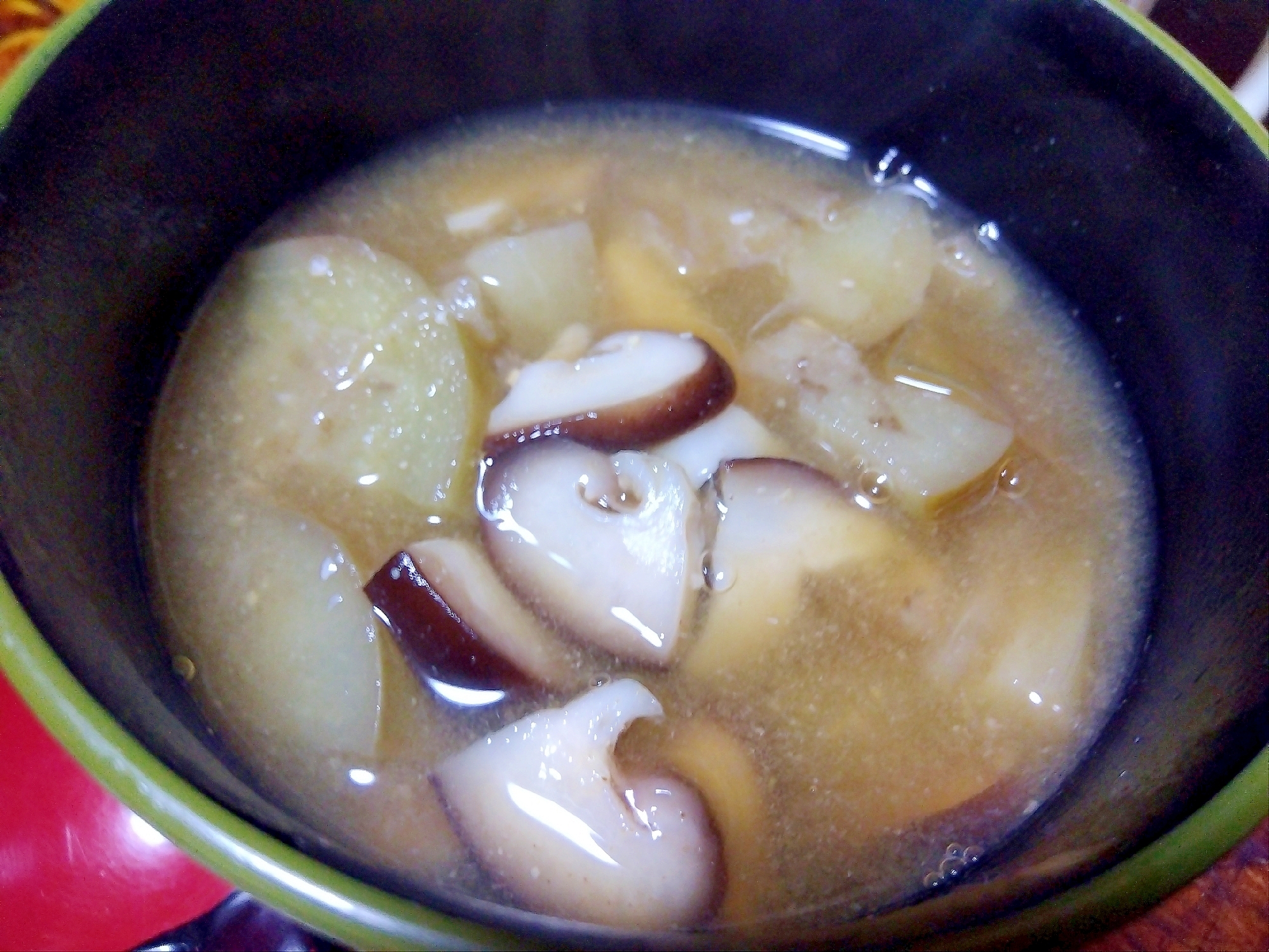 白ナス&椎茸の味噌汁