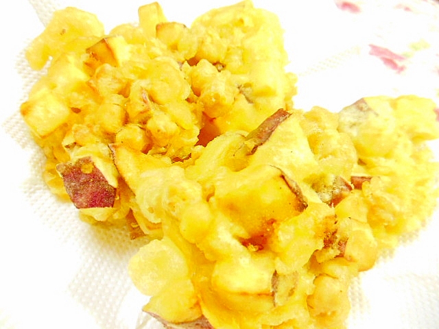 生姜香る❤薩摩芋とひよこ豆のかき揚げ❤