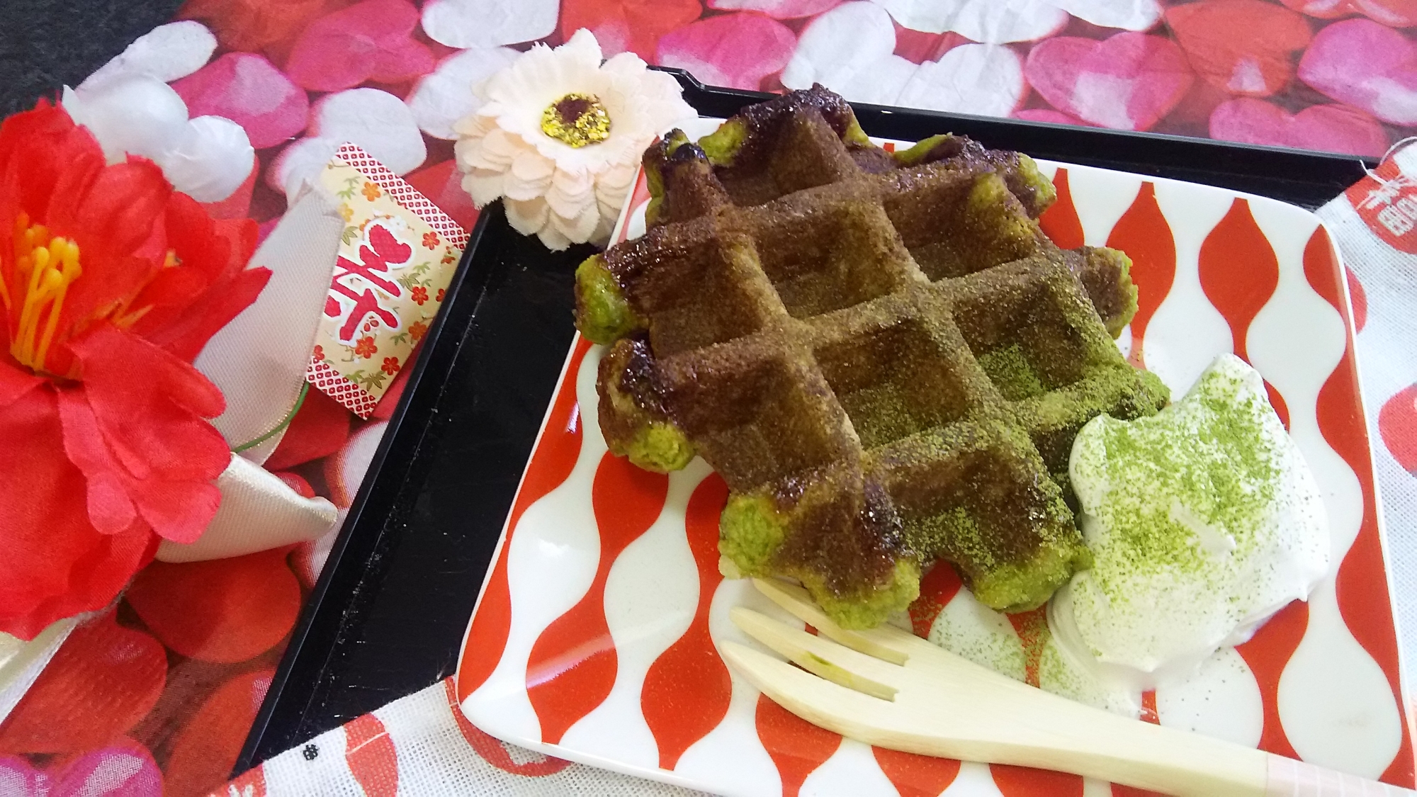 サクッと香る♪抹茶のベルギーワッフル