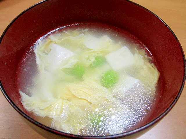 枝豆と豆腐の中華スープ