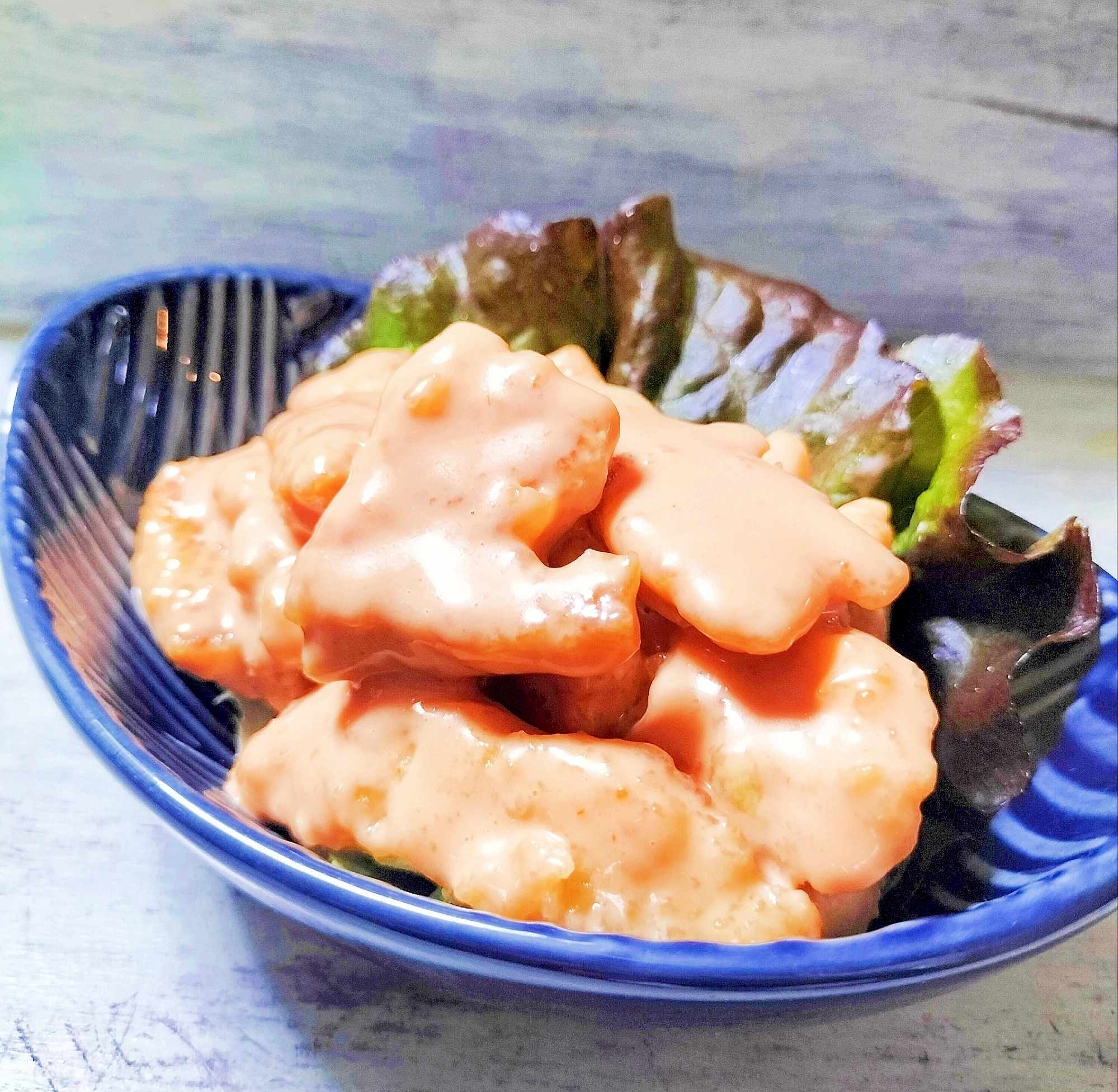 おつまみに♡鶏胸肉のオーロラソース和え