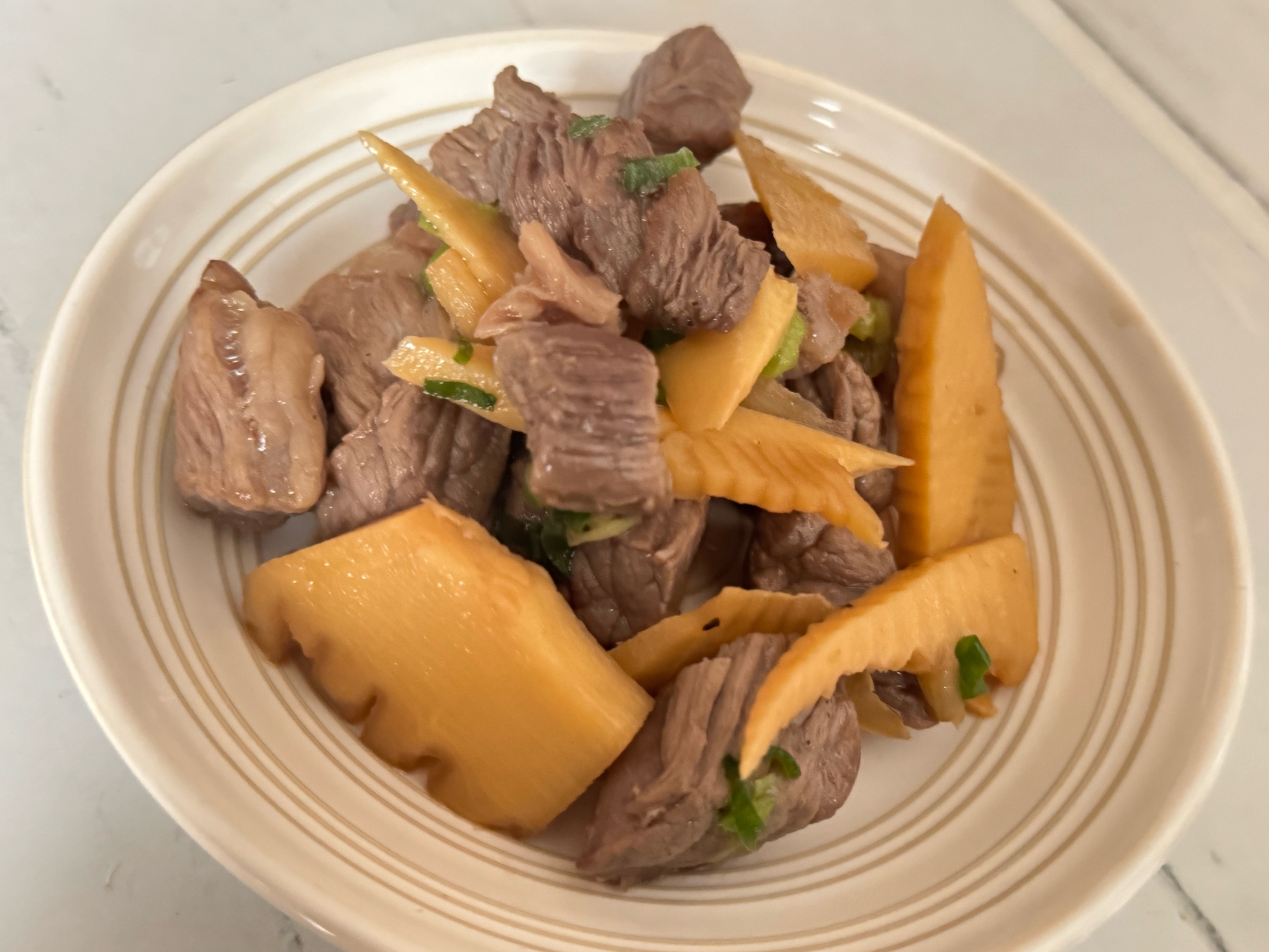 春は筍が美味い！牛と筍のわさび醤油炒め❀