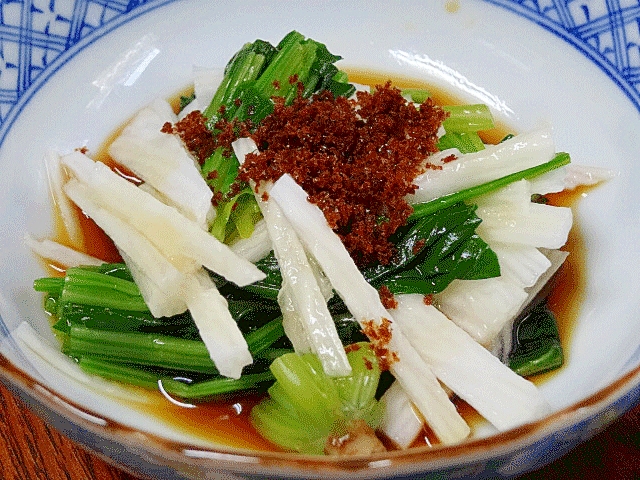 野菜一品☆　「ほうれん草と長芋ポン酢和え」