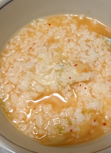 玄米ご飯で キムチ雑炊