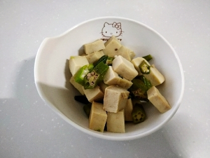 高野豆腐とオクラの炒め物