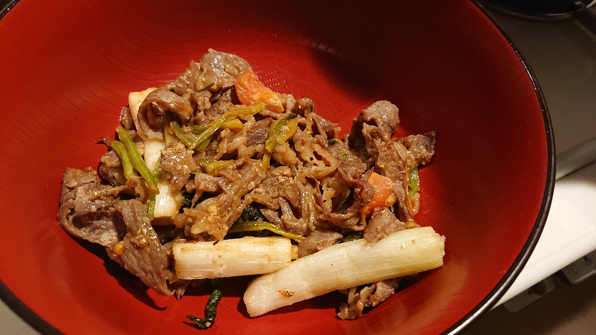 トマト牛肉麺つゆ炒め