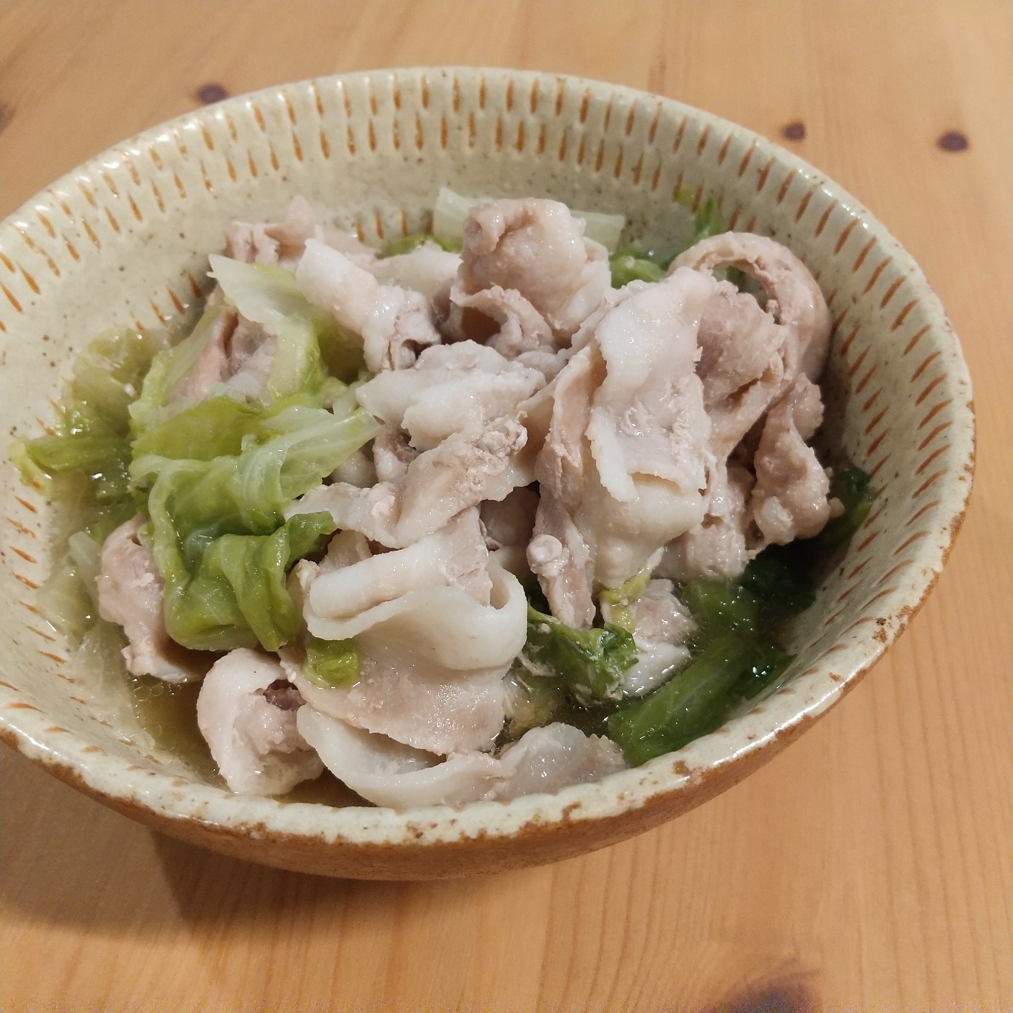 耐熱皿とレンジで~豚バラとレタスの蒸し物