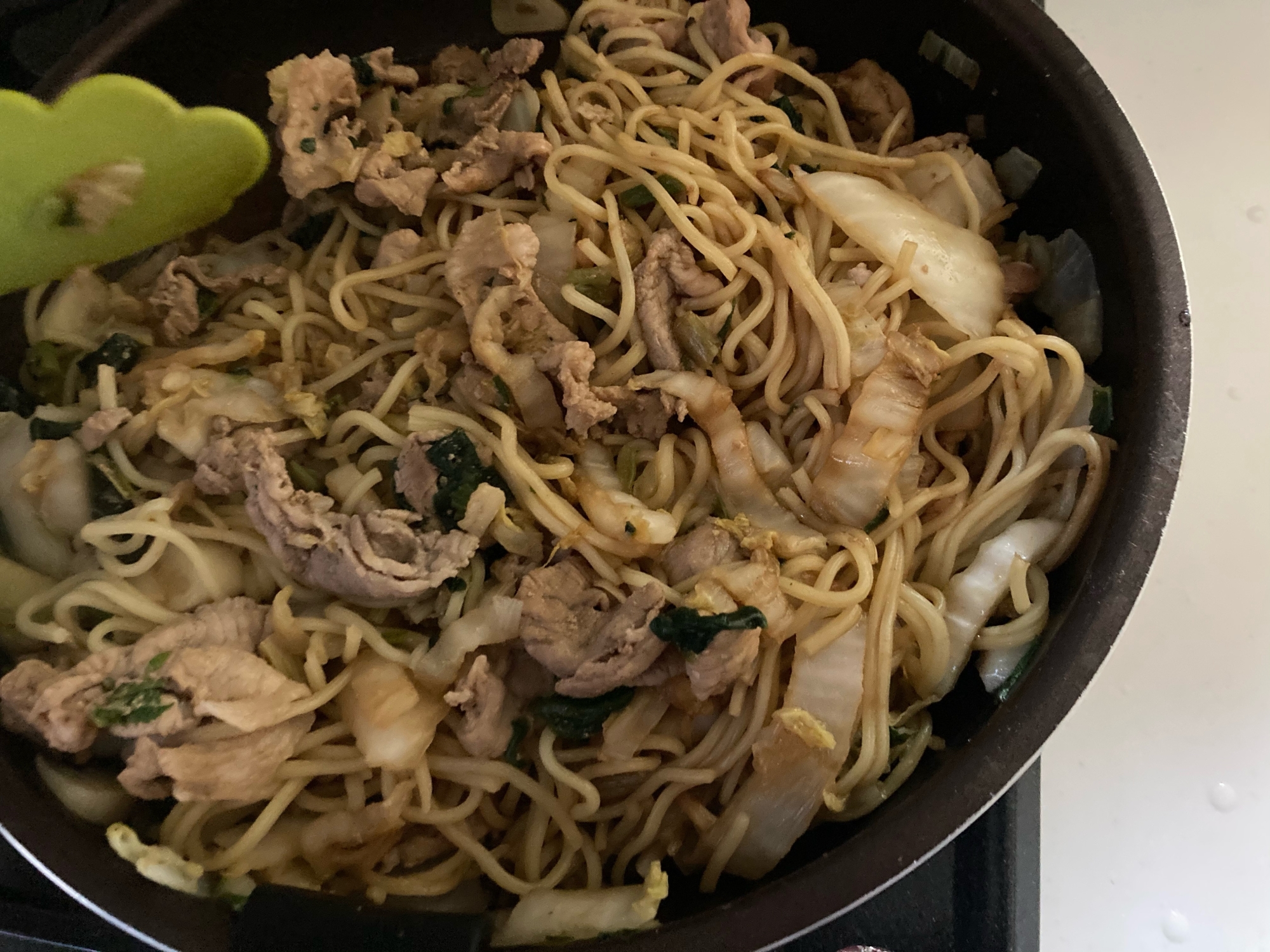 白菜と豚肉焼きそば♫