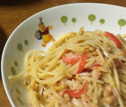 納豆とかにかまのまぜまぜ和風パスタ♪