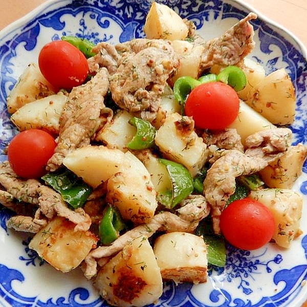 ６分！？茹でジャガ芋で❤豚ウスターソースの炒め物♪