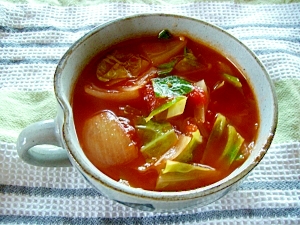 野菜たっぷりのトマト味スープ