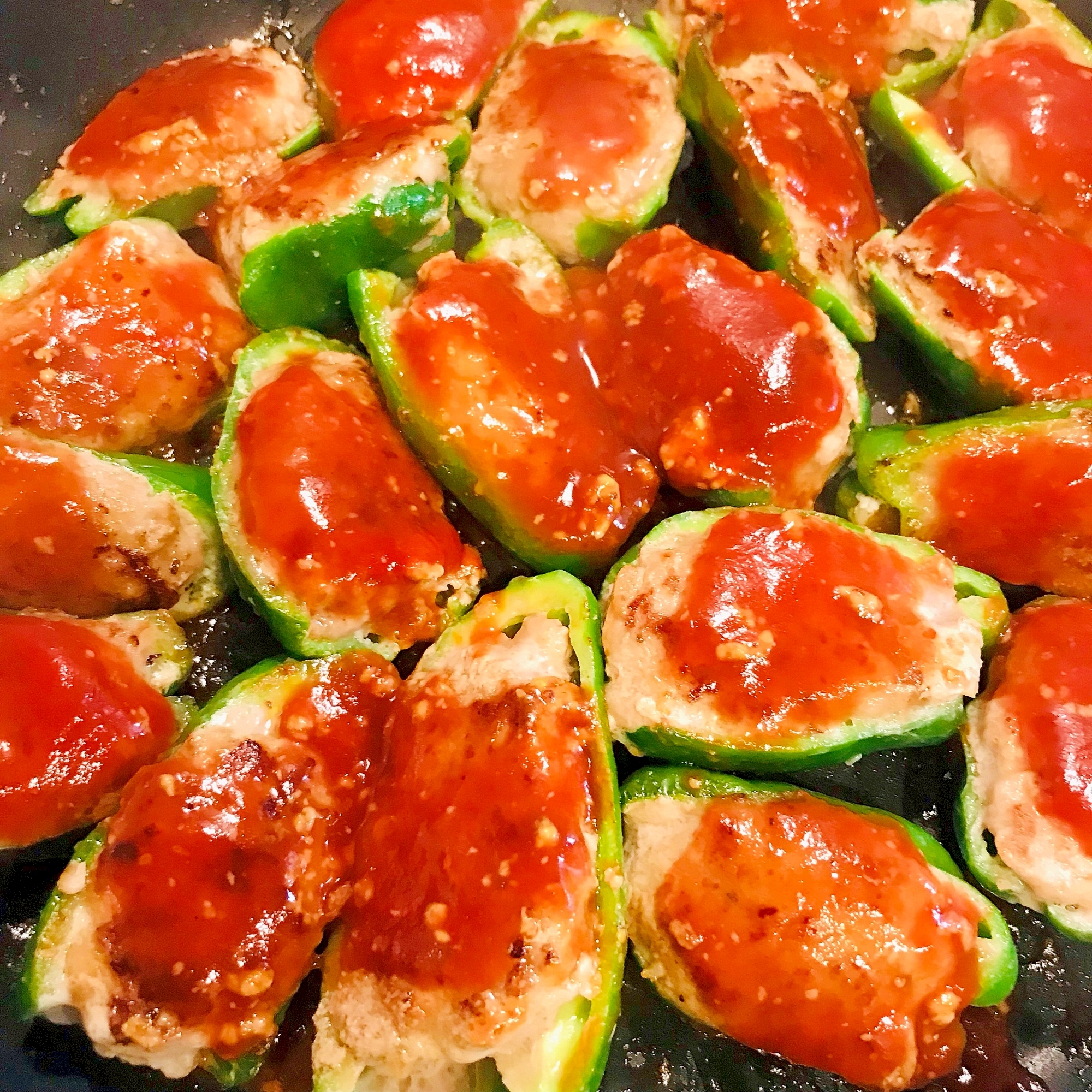 ★ひき肉★ピーマンの肉詰め(粒マスタード入り)